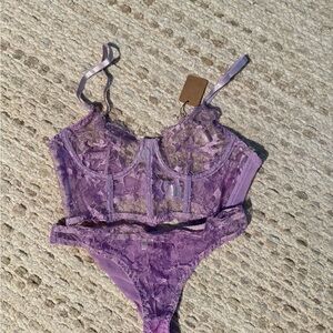 Elegant Purple Lace Lingerie Set